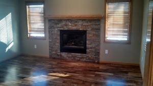 Fireplace with wood floors